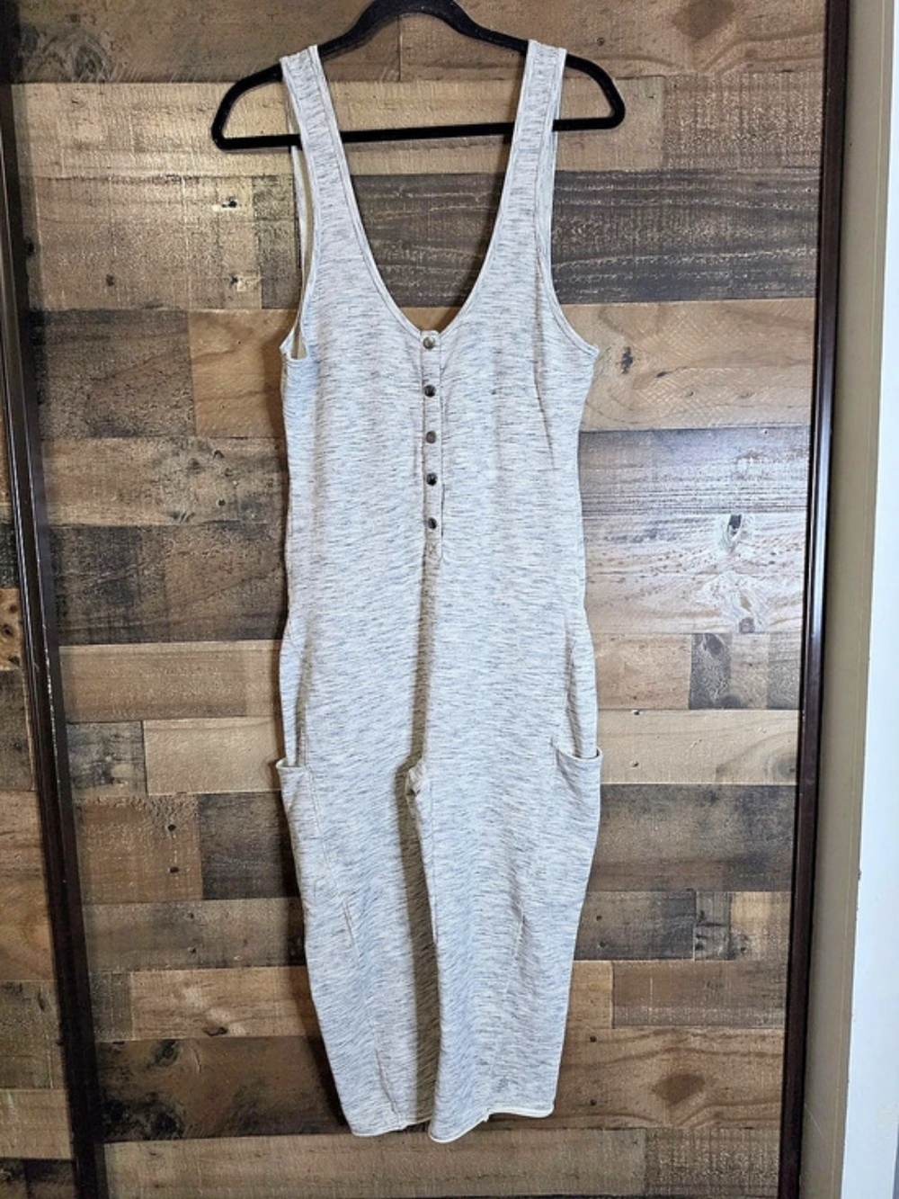 FP Movement Gray Button Front Jumpsuit Size Med
